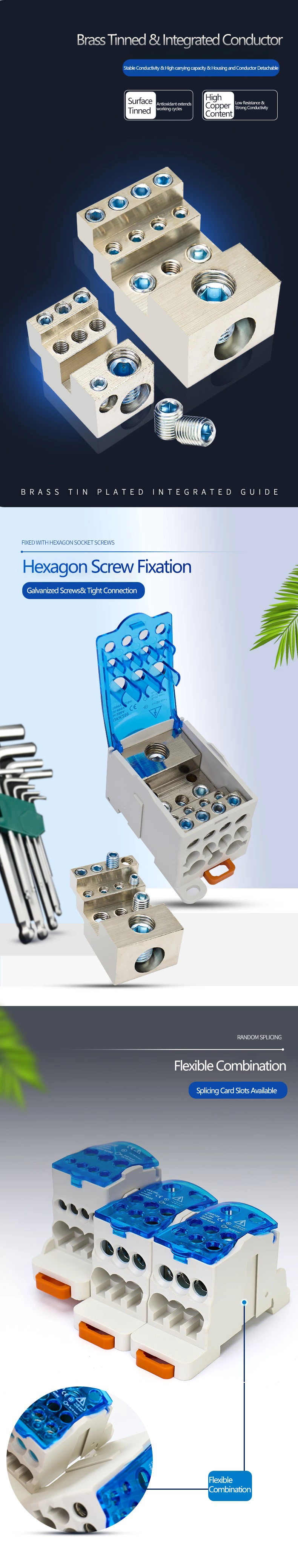 صندوق توزيع Din Rail 80A صندوق كتلة طرفية صندوق تقاطع مع غطاء